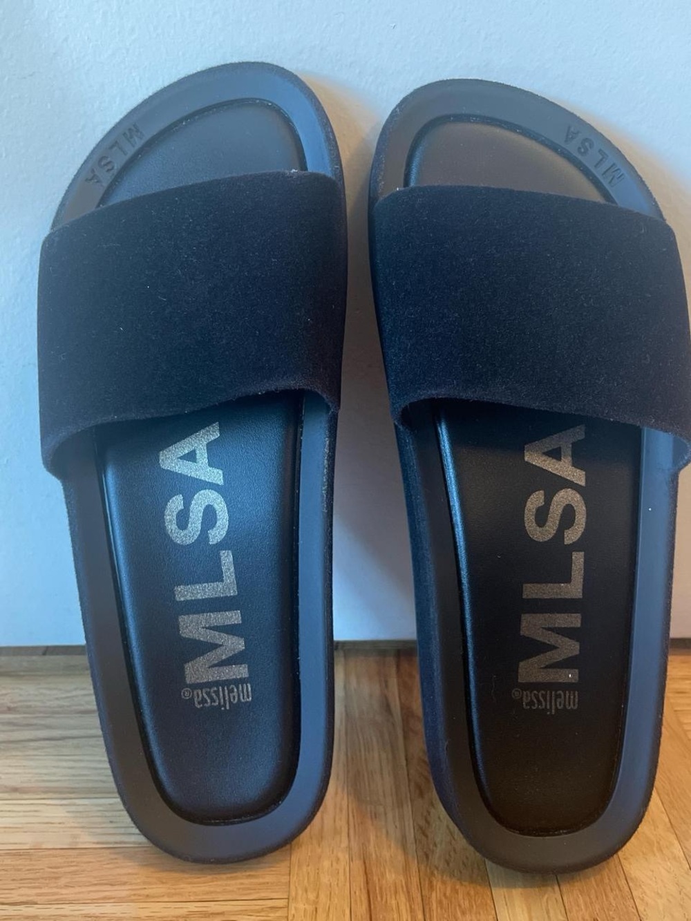 Melissa Black Slide Sandals - Wide Felt Strap